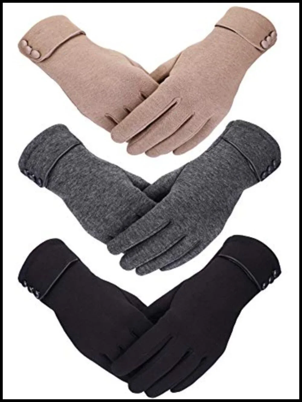 3 Pairs Touchscreen Winter Gloves Windproof Fleece Lined Women Cold Weather